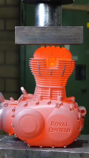 Hydraulic Press Test on Red-Hot Royal Enfield BS6 Engine 🔧🔥 | Realistic Deformation