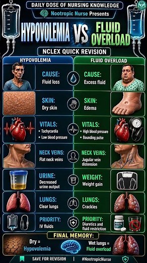 Hypovolemia vs Fluid Overload | NCLEX Quick Revision - Nootropic Nurse