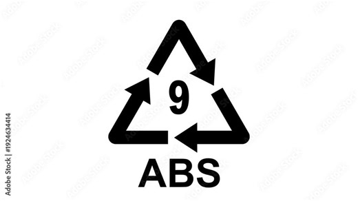 ABS 9 Plastic Recycling Code Icon Animation. Plastic Recycling Symbol ABS 9 Icon Animation