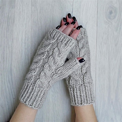 Cable Knit Fingerless Gloves – Hand-knitted Arm Warmers - Etsy
