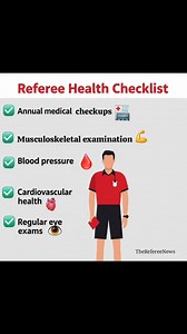 As a referee health and wellness are crucial to performance on the pitch. Regular health checkups, fitness assessments, and mental wellness strategies can help stay fit, focused, fearless,reduce the risk of injuries and illnesses,increase confidence and assertiveness Invest in your health and take refereeing to the next level. #RefereeHealth #Wellness #PerformanceExcellence #FootballNews #refereelife | Therefereenews | Facebook
