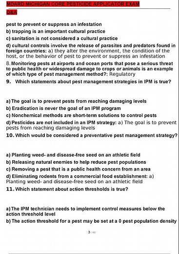 MDARD MICHIGAN CORE PESTICIDE APPLICATOR EXAM QUESTIONS AND ANSWERS GRADED A+