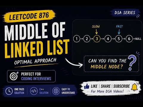 Middle of the Linked List | LeetCode 876 | Easy Linked List Interview Question | Fast & Slow Pointer