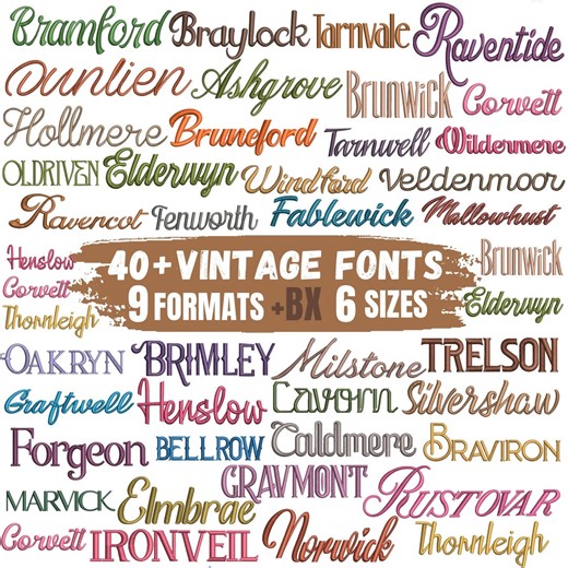 BX Vintage Machine Embroidery Font, Monogram Script Alphabet, Satin Stitch Cursive, PES, DST, Boho Signature Font, 6 Sizes, Instant Download - Etsy UK