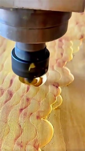 CNC Technology Creates 3D Carving Patterns on Wood #shorts