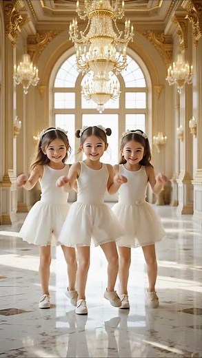 ✨ Three Cute Little Girls Dancing in White | Adorable Kids Dance 💃👧👧👧
