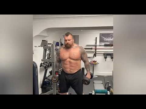Eddie Hall - Static Bicep curls - Biceps workout - Powerlifter