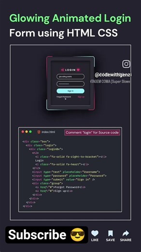 Glowing Animated Login Form Using HTML & CSS ✨💻 #shorts #coding #htmlcss