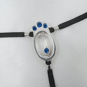 bijou clitoris argent et cristaux bleus