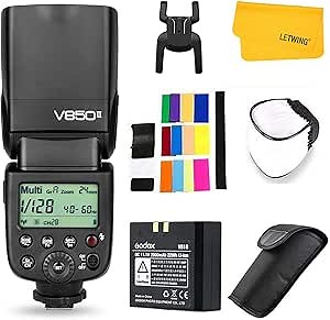 Godox V850II Camera Flash Speedlite, GN60 1/8000s HSS Flash Speedlight with 11.1V/2000mAh Li-ion Battery, 1.5s Recycle time 650 Full Power Pops, Compatible for Canon Nikon Sony Fuji Olympus Pentax