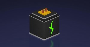 Download Green screen transition animation with energy storage object shape on dark blue background for free