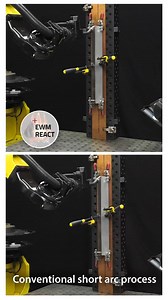 Welding speed and process stability are key features of EWM React Thanks to a special wire movement, the EWM React welding process achieves higher welding speeds. In this process, the wire moves forwards, a short circuit occurs, and then the wire is actively retracted. This push-pull movement increases the area of the short arc, enabling higher speeds and a very stable welding process.🔥 ‌ Advantages compared to other processes✅ EWM React offers significant advantages over other welding methods.