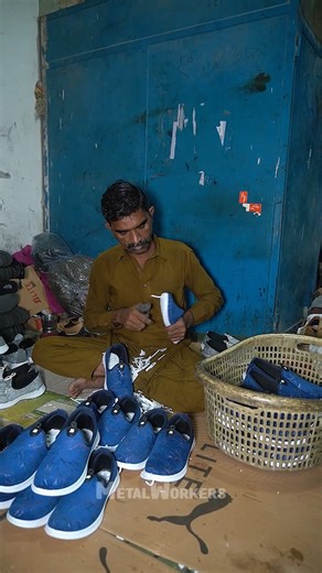Making Blue Sneakers Inside Factory | Metal Workers
