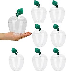 HANZE Large Clear Apple Container, Apple Shaped Candy Toy Filling Containers Jar, Back To School Teacher Appreciation Gift, Wedding Party Ornaments Christmas Decorations Supplies Favors - 8 Pack