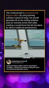 This model aircraft is powered by the Magnus effect. By using spinning cylinders