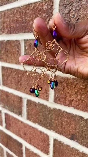 Something different#SmallBusinessHasWireWrapJewelryMakingDesigns #AbstractEarrings ￼