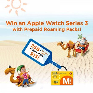 Skip the queue at the airport and start connecting upon arrival in up to 17 countries with Prepaid Roaming Packs from just $15! What's more, subscribe to Prepaid Roaming Pack now and stand a chance to win an Apple Watch Series 3! Promotion ends on 31 Dec 2017. For more details, visit http://bit.ly/2nswg3Z | M1