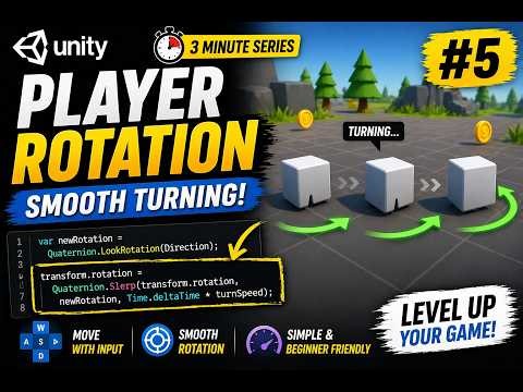 Player rotation in Unity 3D in 3 Minutes | Game Part - 3 (Beginner Tutorial 2026). #games #education