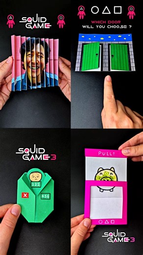 4 DIY Squid Game 3 Crafts 🔴🔺🟥 Fun & Easy Paper Projects