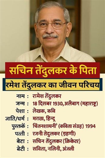 सचिन तेंदुलकर के पिता रमेश तेंदुलकर का जीवन परिचय❗ biography #ytshorts #gk #cricket