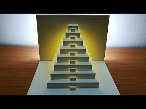 3D pyramid card｜Pyramid pop up card｜Kirigami architecture｜Paper Teotihuacan｜Kirigami pyramid｜彈出金字塔卡片
