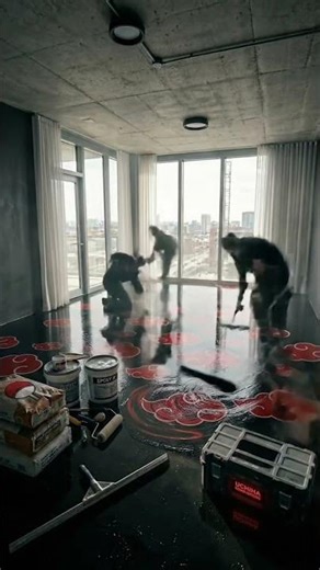 “Turning My Room Into an Akatsuki Hideout 😈 Epoxy Makeover!”#AkatsukiRoom#EpoxyFloor#RoomMakeover