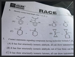 (A) Identify correct bond length order ? \left(\ell_{1} \& \el... | Filo