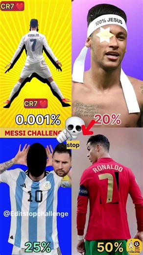 STOP Challenge 😱 Only 0.0001% Can Stop This! ⚽ | Ronaldo, Messi, Neymar #EditStopChallenge