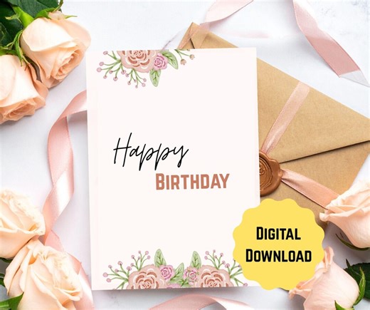 Printable Floral Birthday Card (A4 Digital Download) - Etsy