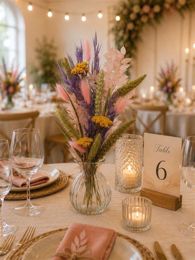 Spring Pastel Dried Flower Wedding Centrepiece | Bud Vase Wedding Decor | Rustic Boho Table Flowers | Wedding Reception Styling - Etsy