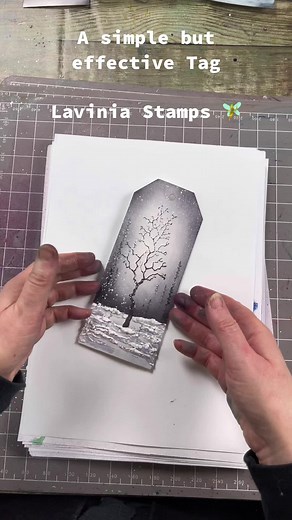 Making a simple tag using Lavinia stamps. This video is a perfect way to get into Crating, especially stamping 🧚😩 Just look how amazing that tree is against that background🌲 follow for more quick and easy tips and tricks! #laviniastamps #fyp #newyearsresolutions #crafting