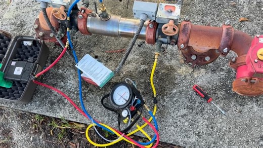 Florida Fire Solutions performing a backflow annual inspection in Miami, helping properties stay compliant with local and state requirements. Backflow annual inspections are critical to protecting the potable water supply and are often required by the AHJ. In addition to backflow testing, Florida Fire Solutions provides fire sprinkler annual inspections, fire sprinkler repairs, and NFPA 25 five-year fire sprinkler inspections for commercial and residential properties throughout Miami, Miami-Dade