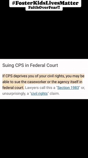 Information on suing CPS in Federal and state court. #SuingCPS #CPSCorruption #accountability #Justice #ConstitutionalRights #LegalKidnapping #FostercareCSA #Perjury #keeppushing #FosterCareRecords #equalrights #fosterkidsmatter | Heather Boggs