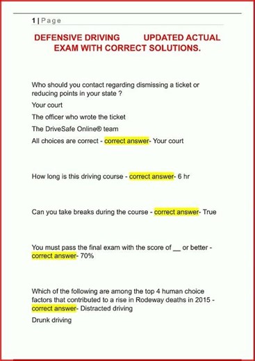 Defensive Driving Updated Actual Exam With Correct Solutions video