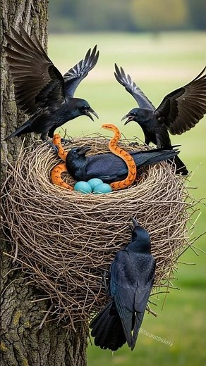 Crow Sound 🥰 Crows Save Their Friend From Evil Snake — With Intense Crowing Sounds! 🦜 Bird Sound