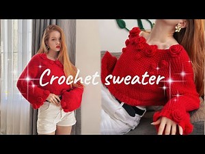 CROCHET WITH ME a SWEATER with roses / crochet vlog + easy tutorial