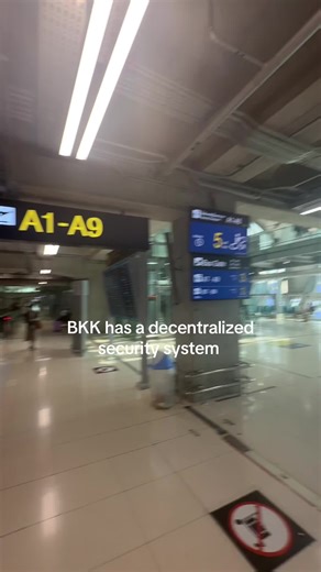 95% of the airport, including lounges, are BEFORE security at BKK 🤯 a few things this means: 1. Hopefully shorter queues for security since the only people going through are the ones at or near your gate. 2. Lounges don’t provide bottled water (at least ours didn’t) since you can’t bring any bottles through security. And yes, you’re never *supposed* to take the bottles out of the lounge anyway but like let’s be real lol 3. If you’re sitting in a lounge or restaurant, you won’t be updated about 