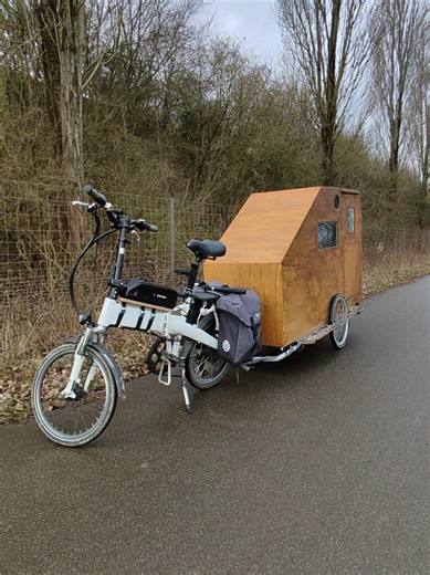 DIY Bike Camper auf Tour! 🔥 Extrem gemütliche Regen Nacht in meinem Fahrrad Wohnwagen 🤩 #ebike #caravan #tinyhouse #camping #outdoor
