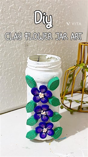 Diy Clay flower jar art #art #craft #diy #diycrafts #craftideas #handmade #jarart #shorts