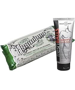 Fresh Balls Anti-Chafing Cream to Powder & Asswipes Flushable Wipes with Aloe and Vitamin E - Starter Pack - Soothing Hygiene for Men