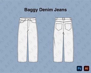 Streetwear Baggy Denim Jeans Template Mock-up - Etsy