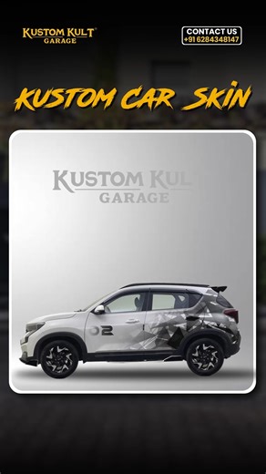 Kustomkult Garage® | Best Bespoke Car Aesthetics in Ludhiana on Instagram: "Crystal Contrast. Pure Attitude. 🖤🤍 This white Kia Sonet just got a bold new identity with our Black & White Crystal Graphic Theme — starting strong at the rear and smoothly fading forward for a clean, dynamic flow. ✨ To level it up, we added a sporty rear spoiler that instantly boosts the aggression, while the custom “02” numeric on the front doors brings in a race-inspired touch — exactly how the owner wanted it. 🏁