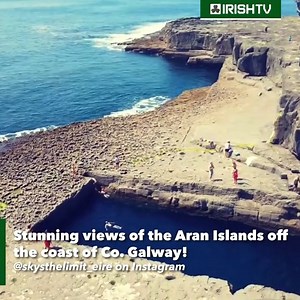 Stunning views of the Aran Islands! 🇮🇪☘️ The Aran Islands are 3 rocky isles guarding the mouth of Galway Bay, in western Ireland. They’re known for their ancient sites. The largest island, Inishmore, is home to the prehistoric fort of Dún Aonghasa, perched on top of a high cliff. Nearby is the Worm Hole, a rectangular natural pool. The medieval ruins of the Seven Churches are in the northwest. Clochán na Carraige is a stone structure with a beehive roof. 💚 🎥 Sky's the limit | Irish TV