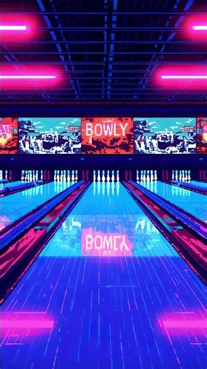 After hours in a neon bowling alley