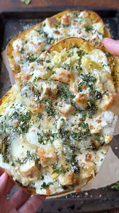 "I have made many recipes from Pintrest. I’ve never commented on one until now. This is fantastic!" RECIPE: https://www.evolvingtable.com/spinach-artichoke-spaghetti-squash-boats-chicken/ | Evolving Table