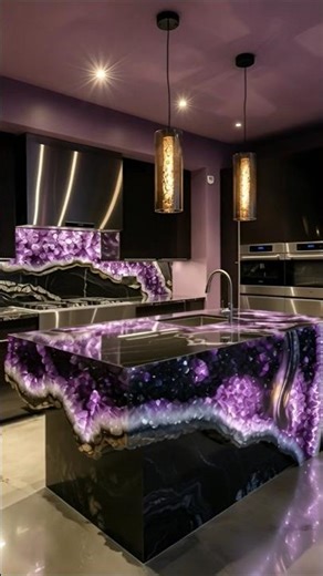 💎 Glowing Crystal Kitchen Islands That Will Blow Your Mind!😍#CrystalK #KitchenDesign #GemstoneIsland