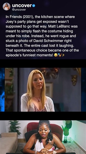 In Friends (2001), the kitchen scene where Joey's party plans get exposed
