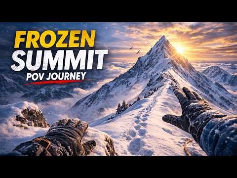 POV - Walking to a Frozen Mountain Summit ❄️Relaxing Snow Journey I 4K