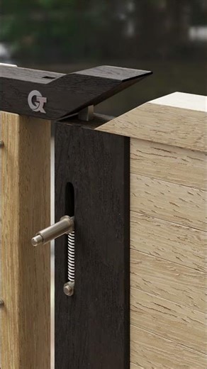 Auto close wooden door design for a slide gate.