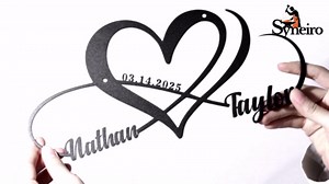 Custom Infinity Heart Metal Sign - Personalized Wedding Gifts for Couples, Metal Infinity Love Signs Wall Art Decor with Names for Anniversary, Wedding, Engagement, Newlyweds, Valentine’s Day Gift